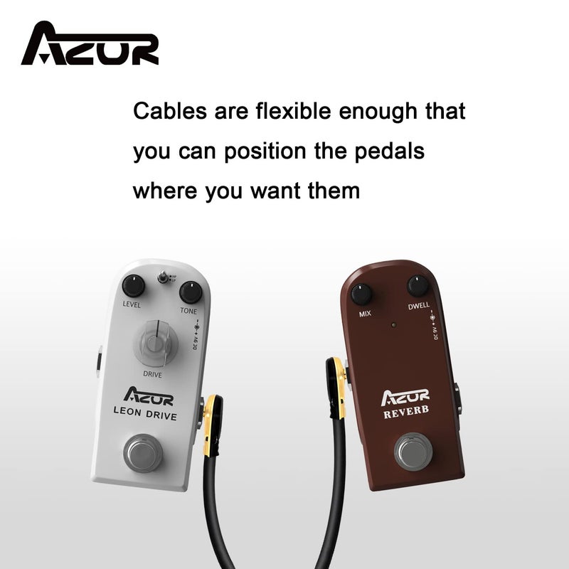 AZOR Guitar Patch Cables 4 Inch 3-Pack 6.35MM Effects Pedal Board Cord 1/4 Right Angle Instrument Cables for Amp/Amplifier,Mixer,Electric Bass (Gold) - Image 3